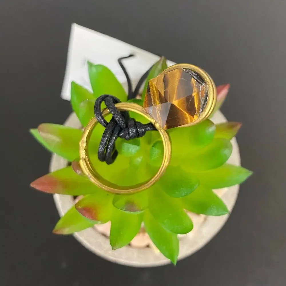 From St Xavier Luca Tigers Eye Point Pendant Ring NWT
